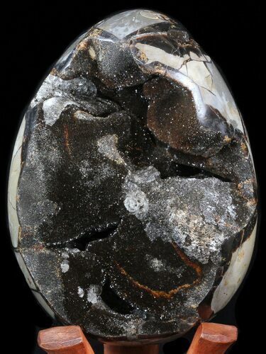 Septarian Dragon Egg Geode - Black Crystals #40934